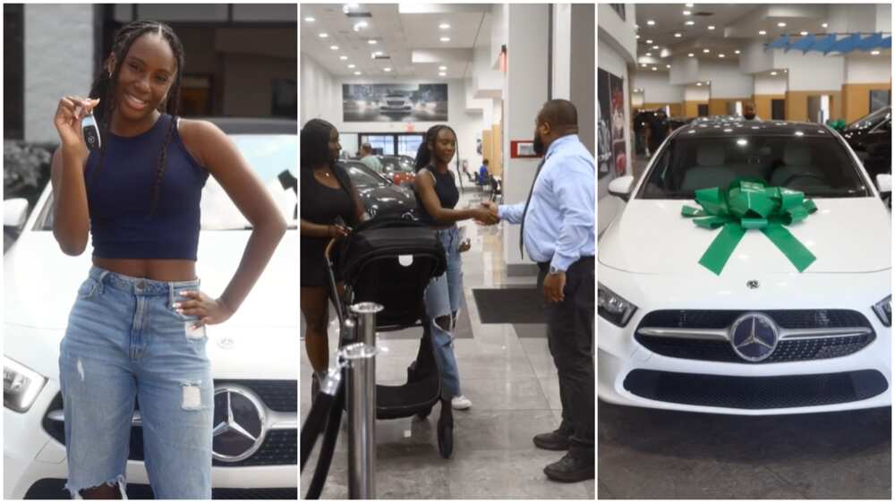 Rich mother buys new Benz A Class for her 16-year-old daughter, girl shows it off
