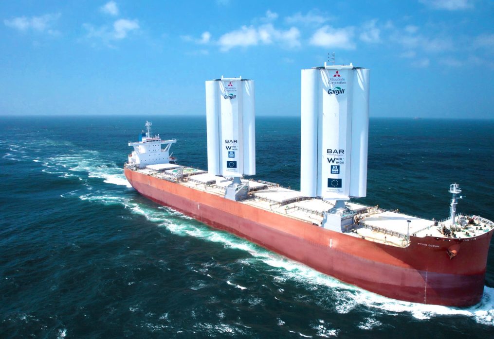 A cargo ship with 123-foot ‘WindWing’ sails has just departed on its maiden voyage
