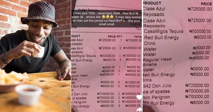 “Water N3k, Azul N725,000”: Man Posts Receipt of Drinks in Lagos Bar, Photo Causes Stir