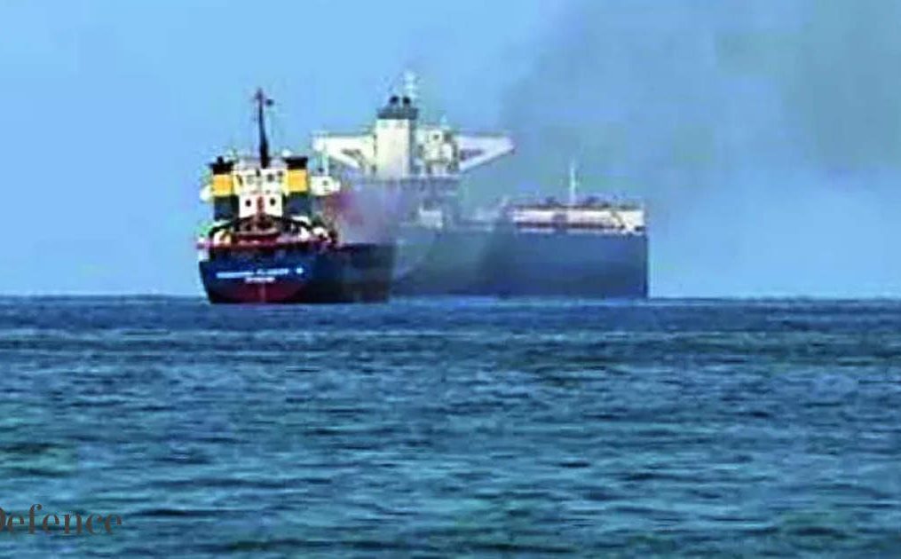 Fire on ship carrying oil from Saudi; drone attack suspected