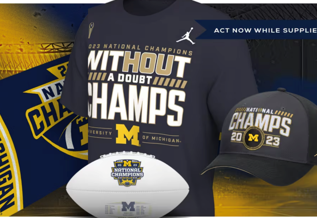 Buy Michigan authentic national champion shirts, hats & hoodies with limited free shipping coupon code from Fanatics